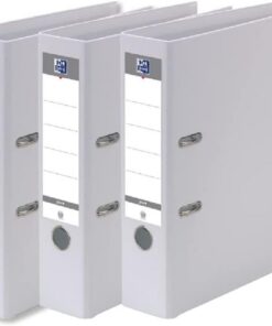 OXFORD – Juego de 3 archivadores con palanca Smart Pro+ A4XL – Espalda de 80 mm – 2 anillos en D – Cubierta Polypro rellenada blanca