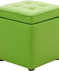 Taburete otomano Banco de Almacenamiento Sofá para niños Taburete Reposapiés Cubo Cuadrado Muebles de Cuero para el hogar Dormitorio, 5 Colores (Color: Verde, Tamaño: 31X31X35CM)