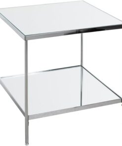 HAKU mesita Auxiliar Cromo Metal Patas Regulables Espejo 5 mm Mesa de sofá Cuadrada Mesa de Centro - Dim.: An 45 x Al 46 x P 45 cm Estilo: Art Déco
