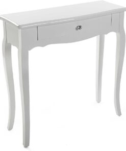 Versa Cagliari Mueble Recibidor Estrecho para Entrada o Pasillo, Mesa Consola, con 1 cajón, Medidas (Al x L x An) 80 x 30 x 80 cm, Madera, Color Blanco