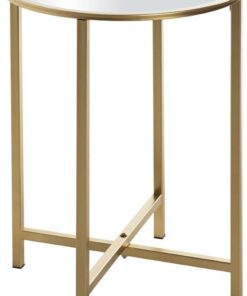 HAKU mesita Auxiliar Redonda Oro Metal Espejo 5 mm Mesa de Centro Mesa de sofá Redonda - Dim.: Al 53 x Ø 39 cm Estilo: Art Déco
