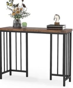 Genérico Mesas Consola con Almacenamiento, Escritorio para Pasillo, Mesa Auxiliar Estrecha, Mesa Consola de Madera Maciza con Estructura metálica, Mesa Auxiliar rústica Larga para sofá, Ideal para en