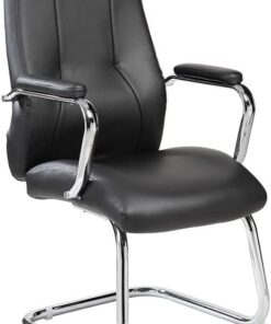 Rocada | Silla sin Ruedas Oficina | Silla Escritorio | Silla con Reposabrazos Acolchados | Silla de Conferencia con Base Metálica | Negro