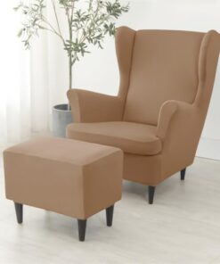 Solo Funda para sofá Juego de Fundas elásticas para sillón orejero con otomana, Lavables, de Spandex, Protector de Muebles de 2 Piezas para sillón y decoración de Dormitorio - Color Camel