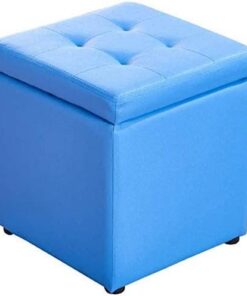 Taburete de pie Cubo de Cuero de imitación Otomana Almacenamiento Banco Puf Asiento, Caja de Juguetes con bisagra Organizador Superior Caja Puf Cofre (Color: Negro, Tamaño: 30x30x3
