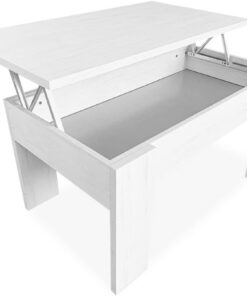 Duérmete Online 0 Mesa de Centro Elevable, Mesita de Salón o Comedor, Acabado en Color Gris Polar, Medidas, 90 cm (Ancho) x 50 cm (Fondo) x 46, 57 cm (Alto), Madera, 90 x 50 x 46, 57 cm