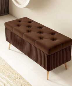 Puf Rectangular de Madera con Almacenamiento, Banco otomano para Interiores y dormitorios, reposapiés con Patas, Asiento versátil para la Entrada, 100 cm. Color: I
