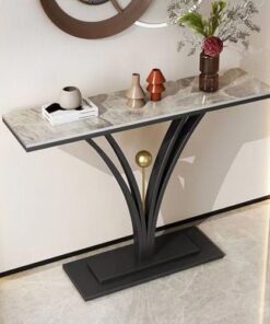 Genérico Mesas Consola, Escritorio de Pasillo con Almacenamiento, Mesa Auxiliar Estrecha para Pasillo, Mesa Consola con Tablero de Piedra sinterizada, Mesa Auxiliar Estrecha para sofá de Entrada con