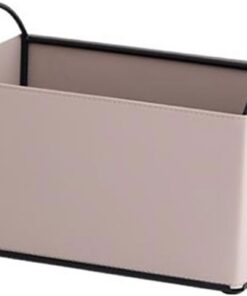 Unidad de estantería Caja de Almacenamiento Libros Multiusos Hierro y Cuero con Asas, Caja organizadora Registros Estantería(Beige)