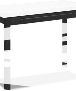 ASTIMESA - Mesa de Cocina Tipo Libro con Tapa de Madera Laminada en Color Blanco - Estructura Madera Laminada Negra - Ideal para Espacios Pequeños - Mesa Extensible de 80 x 40 cm a 80 x 80 cm