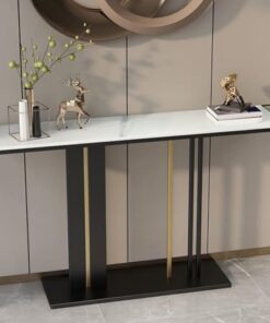 Genérico Mesas Consola con Almacenamiento, Escritorio para Pasillo, Mesa Auxiliar Estrecha para Pasillo, Mesa Consola con Tablero de Piedra y Base de Pedestal para Pasillo o Entrada de la Sala de EST