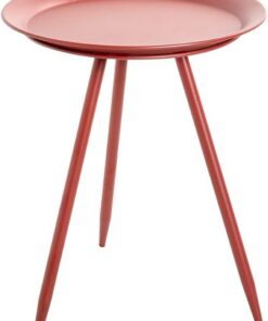 HAKU Mesa Auxiliar Redonda de Metal Rojo, Mesa de sofá Redonda pequeña - Dimensiones: 47 cm de Alto x 38 cm de diámetro Estilo: Moderno