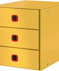 Leitz Módulo de Clasificación Click & Store, 3 Cajones para Archivar Papeles y Documentos, Archivador de Cartón Tamaño A4 con 3 Alturas para el Hogar/Oficina, Gama Cosy, Amarillo Cálido, 53680019