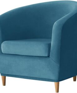 Fundas para Sillón Chesterfield 2 Piezas Terciopelo Fundas para Sillón de Club 1 Plaza Fundas para Sillón Cabriolet de cóctel Elástica Azul Pavo Real