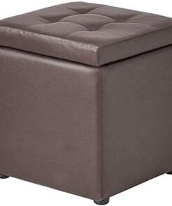 Bancos de Almacenamiento Reposapiés Puf PU Sofá Taburete Taburete de Descanso Gabinete de Almacenamiento Taburete de Maquillaje para Sala de Estar Pasillo de Entrada Marrón (30cmx3