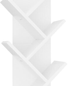 YMYNY Estantería de árbol, Librería, Estante de Pie para Libros, Librería Vertical para salón, Sala de Estar, Dormitorio, Oficina, 60 cm, Blanco