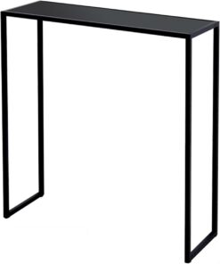 Mesa De Hierro, Mesa Consola Estrecha Para Pasillo, Mesas De Sofá Altas Y Delgadas, Mesa Auxiliar Rectangular Con Marco De Metal Para Dormitorio Y Sala De Estar, Negro/bl(Size:60*25*60cm,Color:Negro)