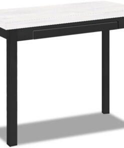 ASTIMESA - Mesa de Cocina Tipo Libro con Tapa de Madera Laminada en Color Boreal - Estructura Madera Laminada Negra - Ideal para Espacios Pequeños - Mesa Extensible de 80 x 40 cm a 80 x 80 cm