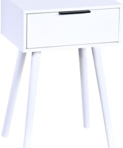 Kesper | Mesita de Noche, Material: Tablero de Fibra con Certificado FSC, tamaño: 40 x 30 x 59 cm, Color: Blanco | 15970