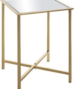 HAKU mesita Auxiliar Cuadrada Oro Metal Espejo 5 mm Mesa de Centro Cuadrada Mesa de sofá - Dim.: An 39 x Al 53 x P 39 cm Estilo: Art Déco