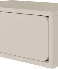 Selsey Mesita de Noche Auxiliar, Mesa Auxiliar, mesita de Noche, Armario Colgante con cajón, Empujar para Abrir, extractores de Bolas, Gris y Beige Wuwu