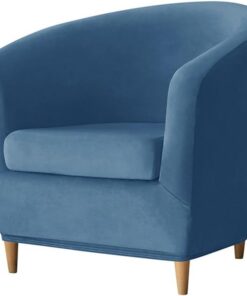 Fundas para Sillón Chesterfield 2 Piezas Terciopelo Fundas para Sillón de Club 1 Plaza Fundas para Sillón Cabriolet de cóctel Elástica Azul Precioso