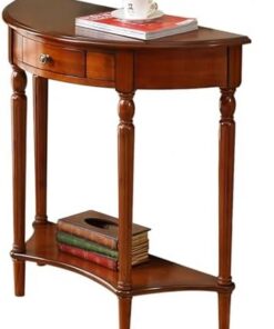 Genérico Mesas Consola con Almacenamiento, Escritorio para Pasillo, Mesa Auxiliar Estrecha, Mesa Consola semicircular de Madera Maciza con cajones y Estante, Mesa de Entrada de 2 Niveles, Elegante di