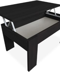 Duérmete Online Mesa de Centro Elevable, Mesita de Salón o Comedor, Acabado en Color Wengue, Medidas: 90 cm (Ancho) x 50 cm (Fondo) x 46-57 cm (Alto), Madera, 90 x 50 x 46/57 cm