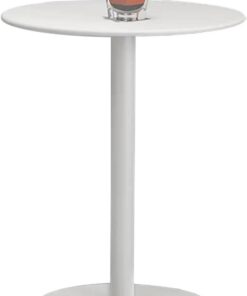 Mesas Altas de Comedor para Pub, Mesa Auxiliar pequeña con Tablero Impermeable, Mesa de Centro Circular de pie para Bar, cafetería, Cocina, salón, Oficina, Color Blanco (tamaño: 40 x 40 x 50