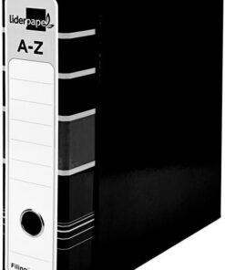 Archivador de palanca liderpapel a4 filing system forrado sin rado lomo 80mm negro con caja y compresor metalico.