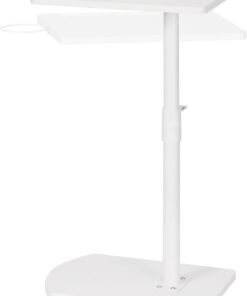 HOOBRO Mesa Auxiliar en Forma de C, Mesa de Sofá Giratoria 360°, Portavasos Extraíble y Ranura para Tableta, Salón, Dormitorio, Blanco EWW34SF01