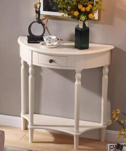 Genérico Mesas Consola con Almacenamiento, Escritorio para Pasillo, Mesa Auxiliar Estrecha, Mesa Consola semicircular - Aparador de Madera Maciza para Entrada, Sala de Estar, vestíbulo y Porche - Ele
