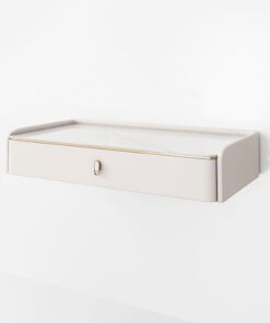 Tocador Flotante Simple de Madera Maciza con cajones, tocador de Pared para Espacios pequeños, Escritorio para portátil con Superficie de Piedra sinterizada(White,80cm/31.5in)