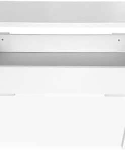 Somnia Descanso - Mesa de Centro Elevable, Mesita de Salón o Comedor, Acabado en Color Blanco, Medidas: 90 cm (Ancho) x 50 cm (Fondo) x 46-57 cm (Alto)