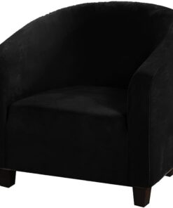 Funda de Terciopelo Suave para Silla de bañera, Fundas de Silla de Cubo de Alta Elasticidad, Fundas Suaves para sillas de Club, Fundas para sillón para Comedor, Sala de Estar, cafetería, Bar (Negro)