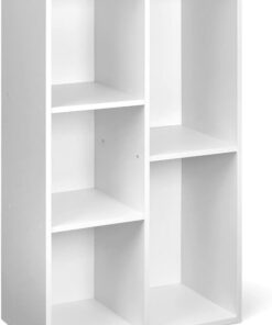 Amazon Basics Libreria con 5 scomparti cubo, Bianco, 50 x 24 x 80 cm | scaffale per ufficio