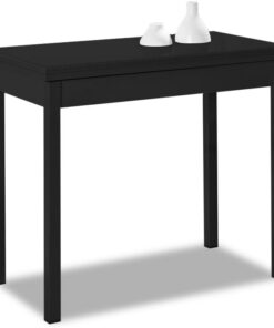 ASTIMESA Mesa de Cocina Extensible de Libro sin cajón - 80x40 cm (80x80 cm) - Estructura y Tapa Interior Color Negra - Tapa Superior Cristal Color Negra