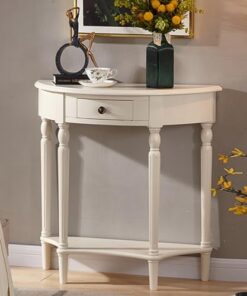 Genérico Mesas Consola con Almacenamiento, Escritorio para Pasillo, Mesa Auxiliar Estrecha para Pasillo, Mesa Consola para Entrada – Mesa semicircular de Madera Maciza con cajón, Muebles auxiliares p