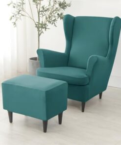 Solo Funda para sofá Fundas elásticas para sillón orejero con reposapiés, Juego de 2 Piezas, Lavables, de Spandex, Protector de Muebles para sillón, decoración de Dormitorio y Hotel Azul Lago
