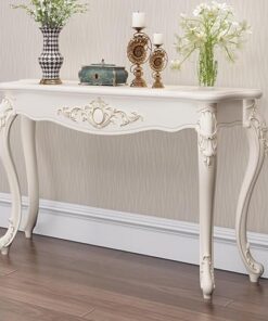 Genérico Mesa Auxiliar de Entrada con Base metálica, Consola, mesas de Pasillo, Estante Delgado detrás de la Mesa Auxiliar, Entrada de Estilo Victoriano Vintage, Consola Elegante para recibidor, Mesa