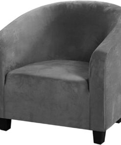 Funda de Terciopelo Suave para Silla de bañera, Fundas de Silla de Cubo de Alta Elasticidad, Fundas Suaves para sillas de Club, Fundas para sillón para Comedor, Sala de Estar, cafetería, Bar (Gris)