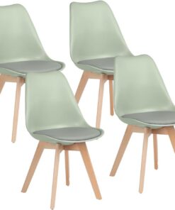 Brigros WeHome – Juego de 4 sillas Candice, sillas de Comedor u Oficina, Silla ergonómica, Asiento Acolchado con cojín de Piel sintética, sillas Dormitorio, Patas de Madera de Haya, decoración del