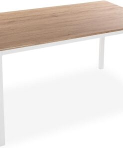 Versa Amaia Mesa de Comedor para Cocina, Terraza, Jardín o Comedor, Medidas (Al x L x An) 76 x 80 x 140 cm, Madera y Metal, Color Blanco