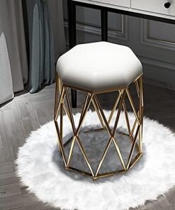 Silla de tocador con patas de metal y almohadilla antideslizante, elegante diseño de terciopelo para tocador, dormitorio o sala de estar