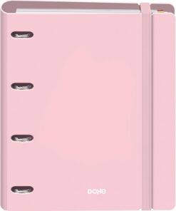 Dohe - Archivador con Recambio - Carpeta 4 Anillas Polyfoam, A4 (28x32 cm), 100 Hojas Cuadriculadas, Suave y Resistente, Separadores de Colores, Sobre de Almacenamiento Extra y Goma - SERENITY Rosa