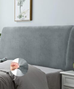 DUJUIKE Funda cabecero Cama, Protector de Funda de Cabecera de Cama, Tejido de Terciopelo Suave, Funda Protectora para cabecero de Cama (Gris Claro, Longitud de la cabecera：150cm-170cm)