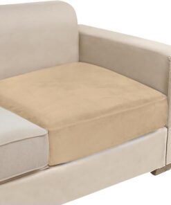 NAISI Fundas de cojín para sofá, 1 pieza, fundas elásticas de terciopelo para asiento o respaldo, fundas individuales suaves para sofá modular (1 pieza para cojín de asiento o respaldo, camello)