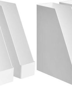 Amazon Basics Organizador de plástico, revistero, blanco, Rectangular, paquete de 4