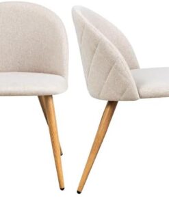 FurnitureR - Juego de 4 sillas de Comedor Modernas en Forma de Concha, Tejido Beige Suave con Patas de Metal, Asientos de Cocina Elegantes