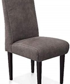 CAVADORE Malm - Silla de Comedor tapizada para Cocina o Comedor en imitación de Piel, con Costuras de Contraste, Apta para Muebles de Cocina Malm, 48 x 103 x 62 cm, Microfibra: Gris